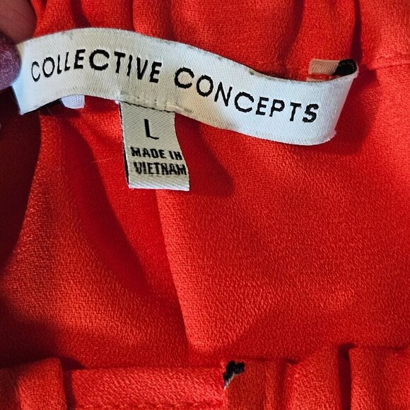 Collective Concepts Red Yellow & Blue Floral Krissa Keyhole Halter Blouse Large - Picture 7 of 9